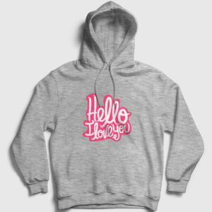 Hello I love You Kapşonlu Sweatshirt gri kırçıllı