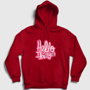 Hello I love You Kapşonlu Sweatshirt kırmızı