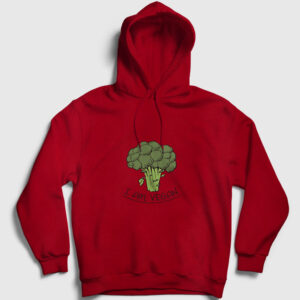 I Am Vegan Kapşonlu Sweatshirt kırmızı