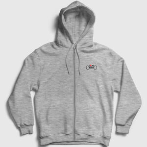 I Love My Pitbull Fermuarlı Kapşonlu Sweatshirt gri kırçıllı