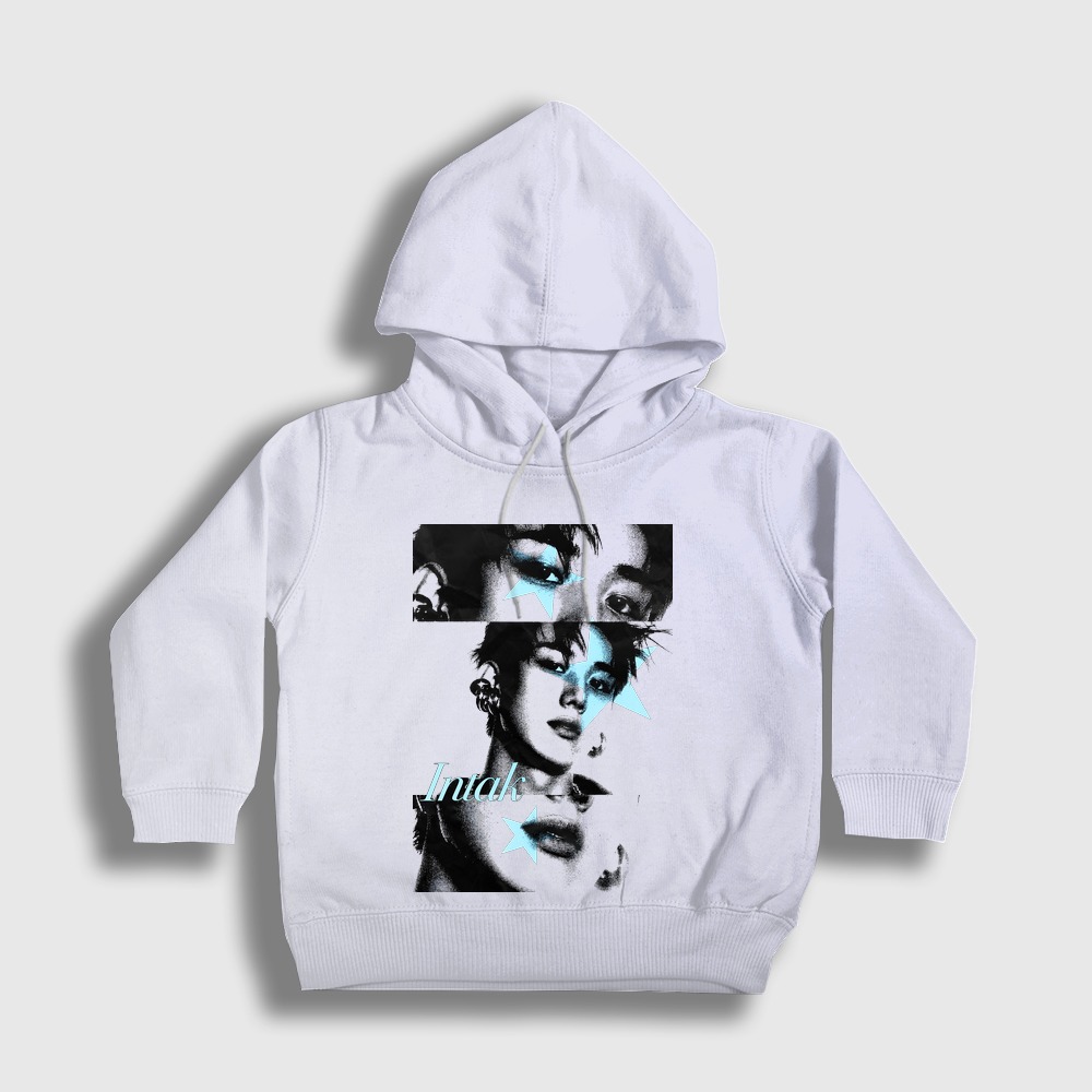 Intak K-Pop P1Harmony Çocuk Kapşonlu Sweatshirt Beyaz