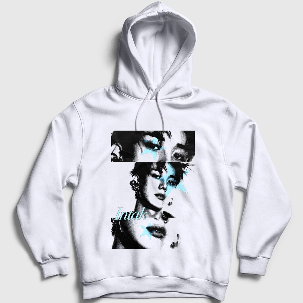 Intak K-Pop P1Harmony Kapşonlu Sweatshirt Beyaz