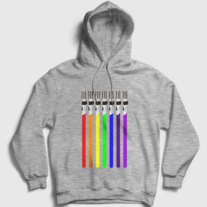 Işın Kılıcı Gökkuşağı Kapşonlu Sweatshirt gri kırçıllı