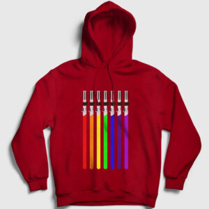 Işın Kılıcı Gökkuşağı Kapşonlu Sweatshirt kırmızı