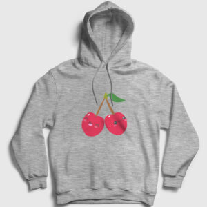 Japon Kiraz Kapşonlu Sweatshirt gri kırçıllı
