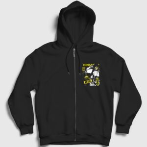 Jongseob K-Pop P1Harmony Fermuarlı Kapşonlu Sweatshirt Siyah