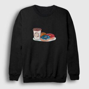 Kahve ve Donutlar Sweatshirt siyah