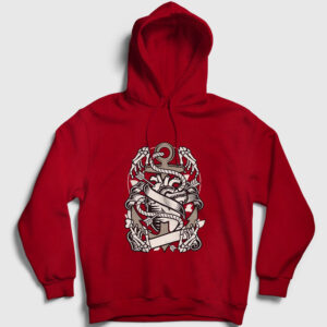 Kalp ve Çapa Kapşonlu Sweatshirt kırmızı