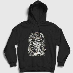 Kalp ve Çapa Kapşonlu Sweatshirt siyah