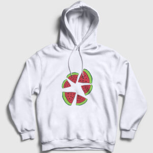 Karpuz Dilimleri Kapşonlu Sweatshirt beyaz