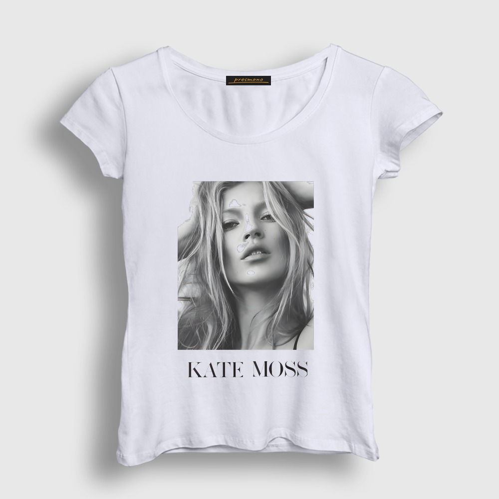 Kate Moss Model Kadın Tişört Beyaz