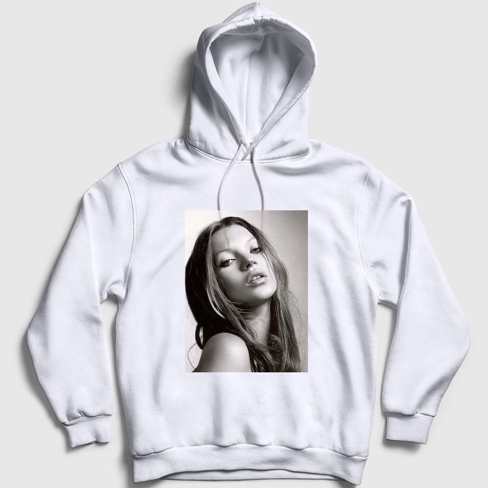 Kate V2 Moss Model Kapşonlu Sweatshirt Beyaz