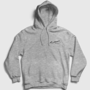 Kemal Atatürk İmzası Kapşonlu Sweatshirt gri kırçıllı