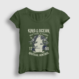 King Of The Ocean Kadın Tişört haki