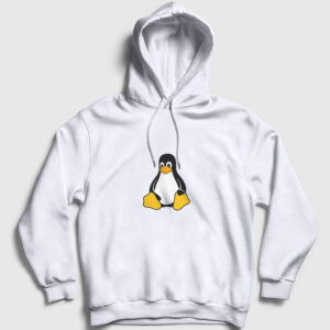 Linux Kapşonlu Sweatshirt beyaz
