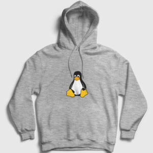 Linux Kapşonlu Sweatshirt gri kırçıllı