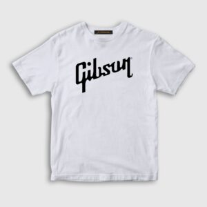 Logo Gibson Gitar Gitarist Çocuk Tişört Beyaz