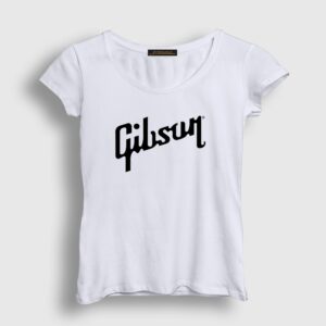 Logo Gibson Gitar Gitarist Kadın Tişört Beyaz