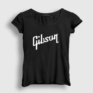 Logo Gibson Gitar Gitarist Kadın Tişört Siyah