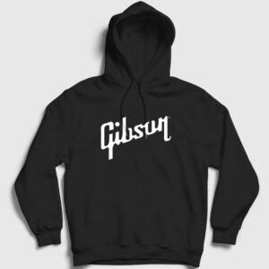 Logo Gibson Gitar Gitarist Kapşonlu Sweatshirt Siyah
