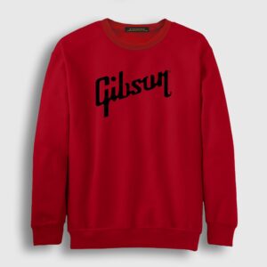 Logo Gibson Gitar Gitarist Sweatshirt Kırmızı