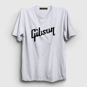 Logo Gibson Gitar Gitarist Tişört Beyaz
