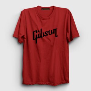 Logo Gibson Gitar Gitarist Tişört Kırmızı