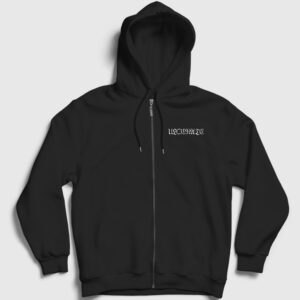 Logo Metal Ulcerate Fermuarlı Kapşonlu Sweatshirt Siyah