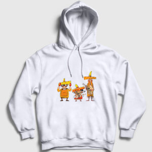 Meksikalı Çalgıcılar Kapşonlu Sweatshirt beyaz