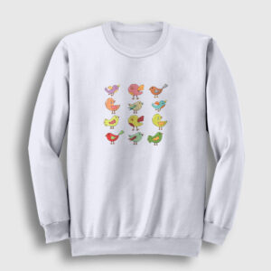 Minik Kuşlar Sweatshirt beyaz