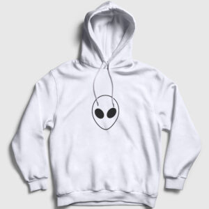 Minimal Alien Kapşonlu Sweatshirt beyaz