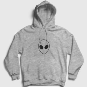Minimal Alien Kapşonlu Sweatshirt gri kırçıllı