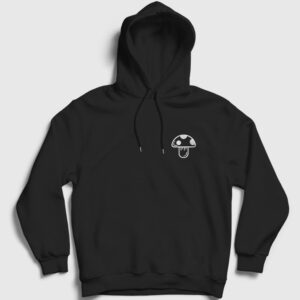 Minimal Mantar Kapşonlu Sweatshirt siyah