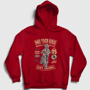 Motocross Dirt Racing Kapşonlu Sweatshirt kırmızı