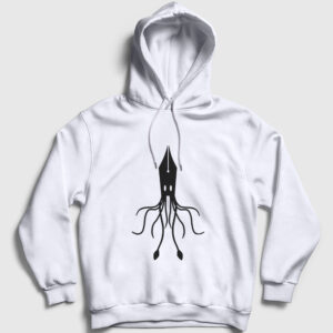 Mürekkep Balığı Kapşonlu Sweatshirt beyaz
