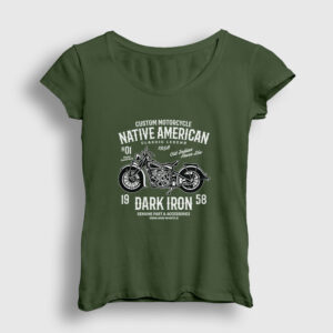 Native American Motor Kadın Tişört haki