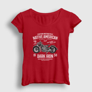 Native American Motor Kadın Tişört kırmızı