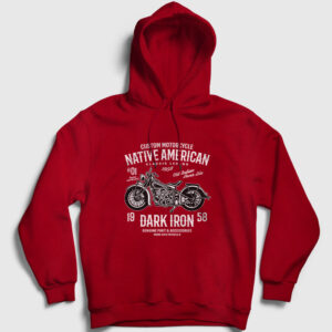 Native American Motor Kapşonlu Sweatshirt kırmızı