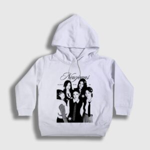 Never Die K-Pop NewJeans Çocuk Kapşonlu Sweatshirt Beyaz