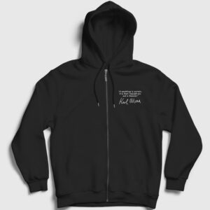 Not A Marxist Fermuarlı Kapşonlu Sweatshirt siyah