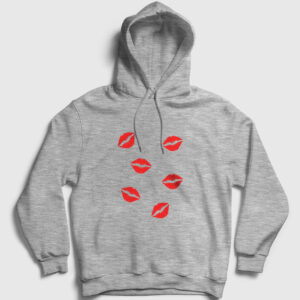 Öpücükler Kapşonlu Sweatshirt gri kırçıllı