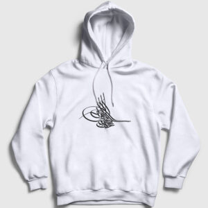 Osmanlı Tuğrası Kapşonlu Sweatshirt beyaz