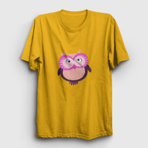 Pembe Mor Baykuş Tişört sarı