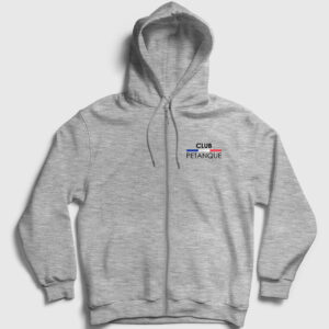 Petank Fermuarlı Kapşonlu Sweatshirt gri kırçıllı