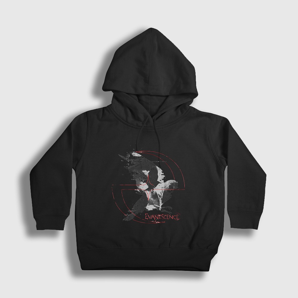 Pigeon Sanctuary Rock Evanescence Çocuk Kapşonlu Sweatshirt Siyah