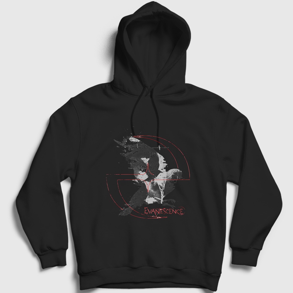 Pigeon Sanctuary Rock Evanescence Kapşonlu Sweatshirt Siyah