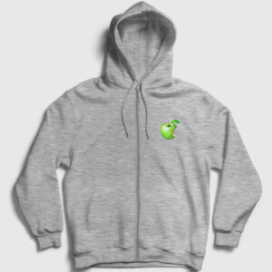 Piksel Elma Fermuarlı Kapşonlu Sweatshirt gri kırçıllı