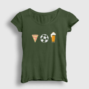 Pizza Futbol Bira Kadın Tişört haki