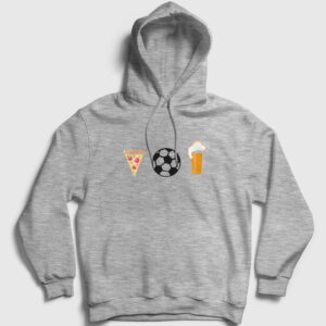 Pizza Futbol Bira Kapşonlu Sweatshirt gri kırçıllı