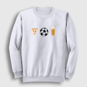 Pizza Futbol Bira Sweatshirt beyaz